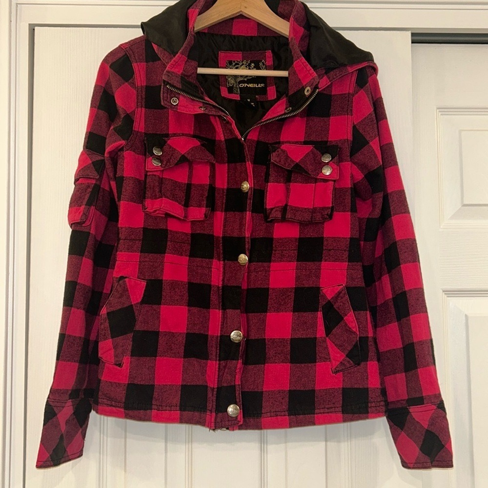 O'Neill Pink Plaid‎ Flannel Jacket